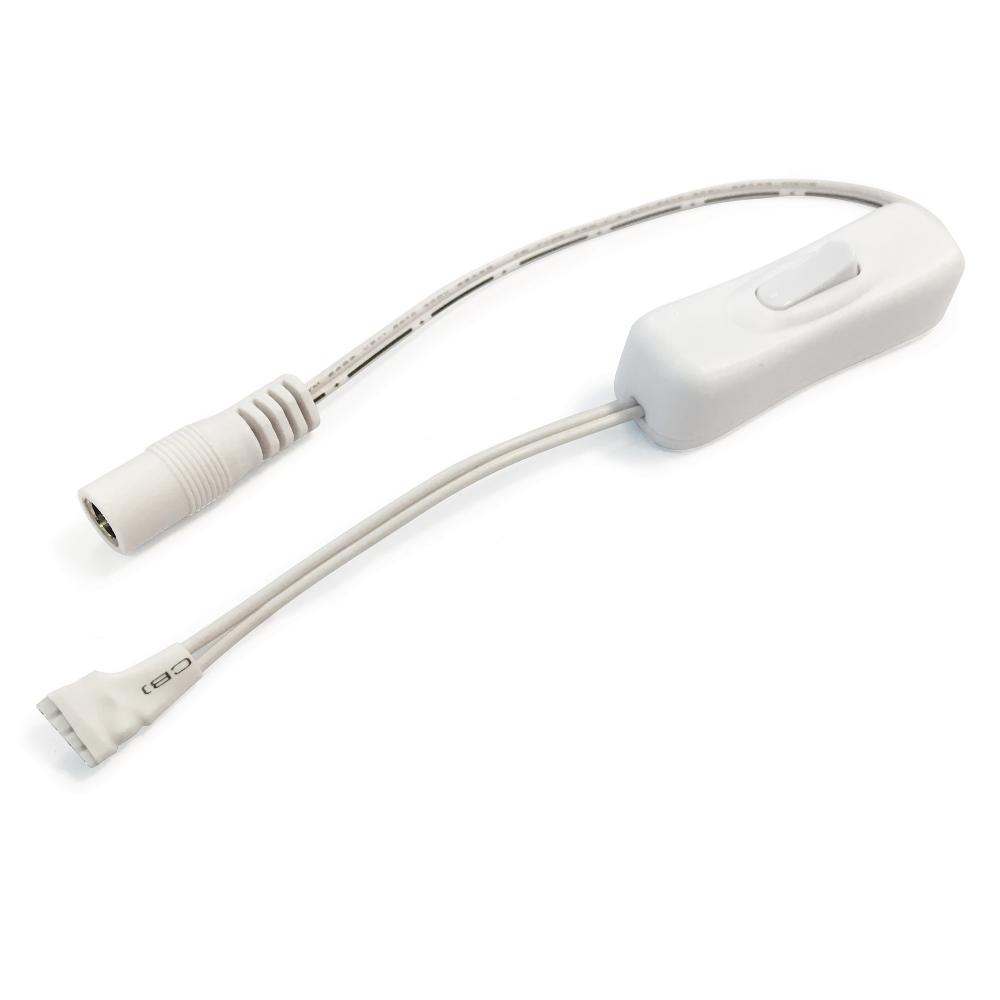 11" Power Line Interconnector w/Switch for 24V Standard & Side-Lit Tape Light, White