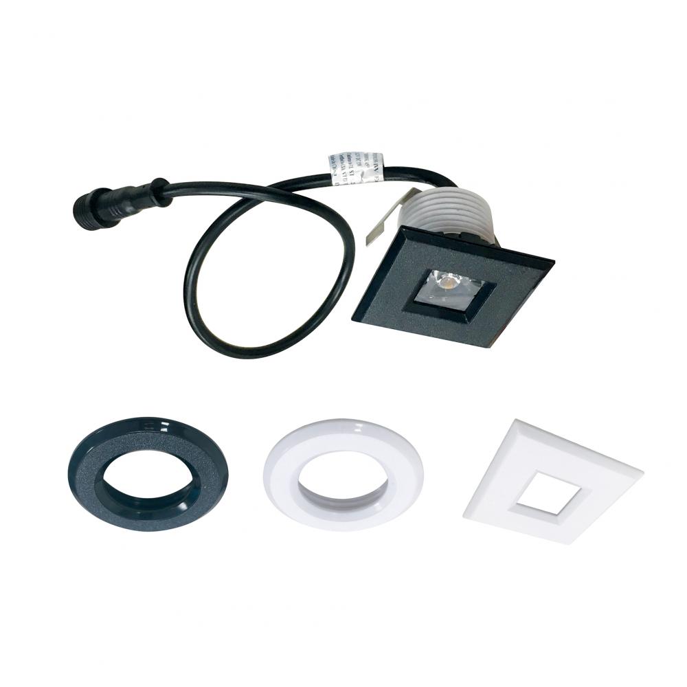 1" M1 LED Miniature Recessed, 3000K, (2) Black & (2) White Plastic Trims