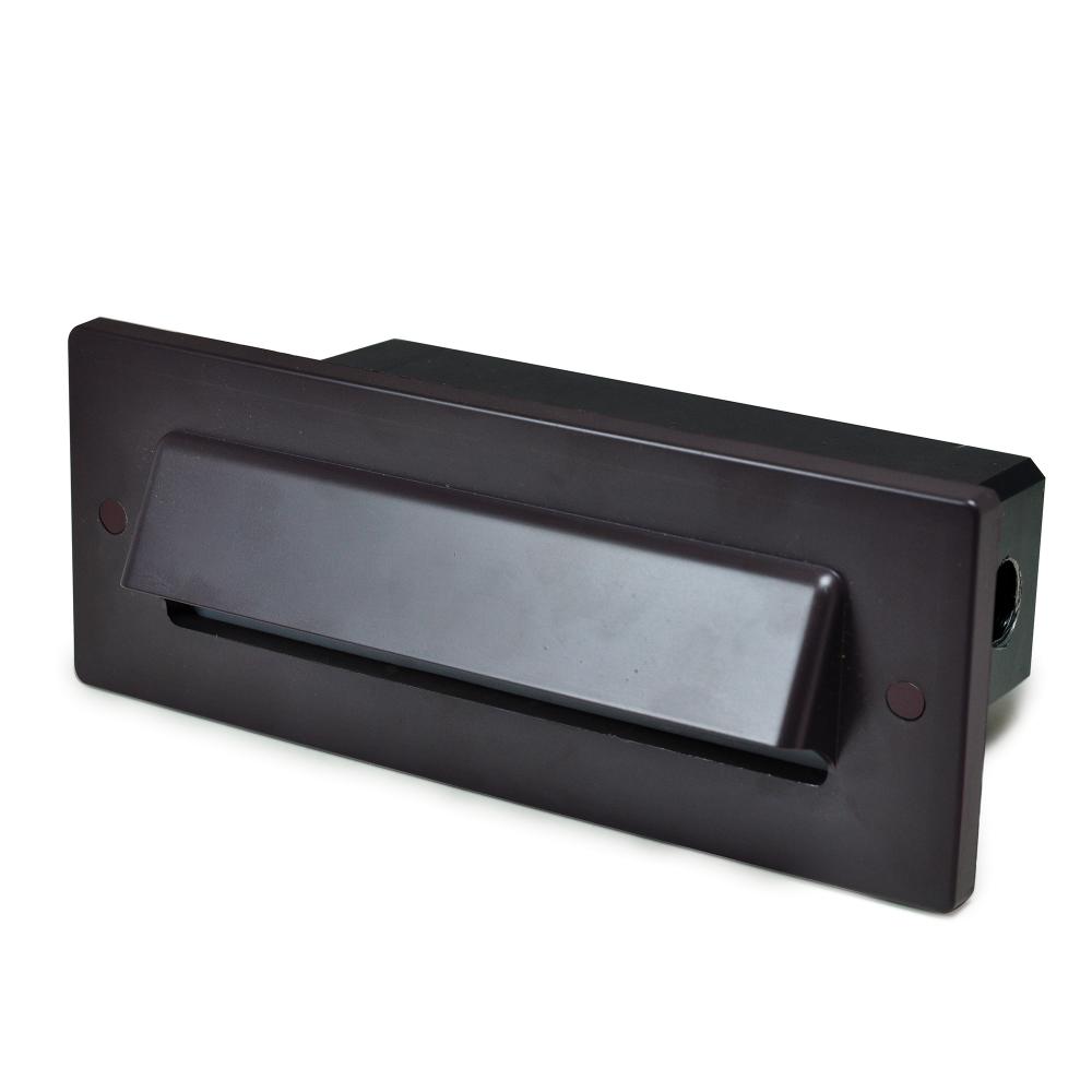 Brick Die-Cast LED Step Light w/ Horizontal Shroud Face Plate, 38lm, 3W, 3000K, Bronze, 120-277V