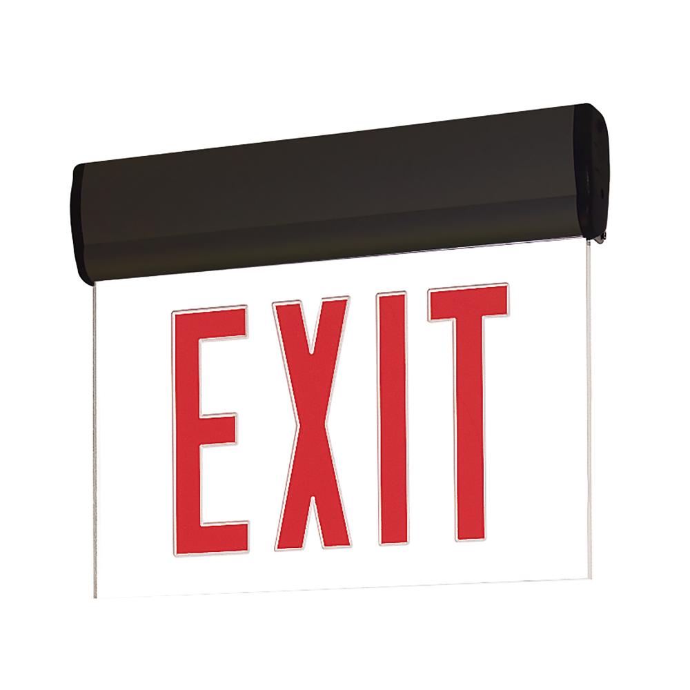 Surface Adjustable LED Edge-Lit Exit Sign, AC only, 6" Red Letters, Single Face / Clear Acrylic,