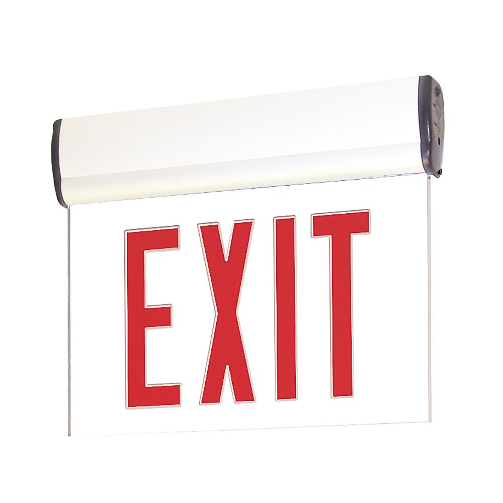 Surface Adjustable LED Edge-Lit Exit Sign, AC only, 6" Red Letters, Single Face / Clear Acrylic,