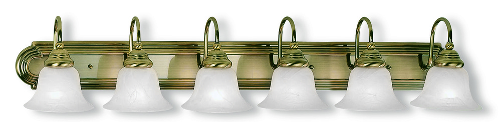 6 Light Antique Brass Bath Light