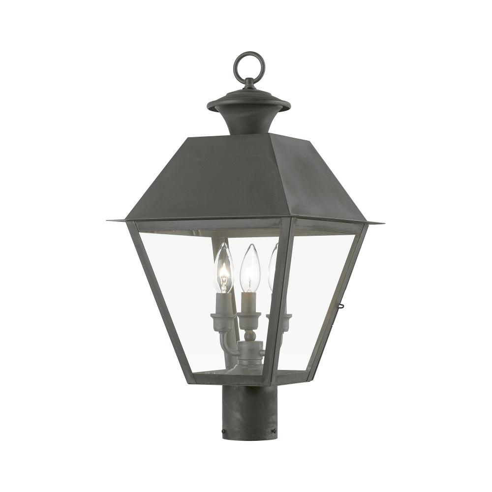 3 Light Charcoal Outdoor Large Post Top Lantern