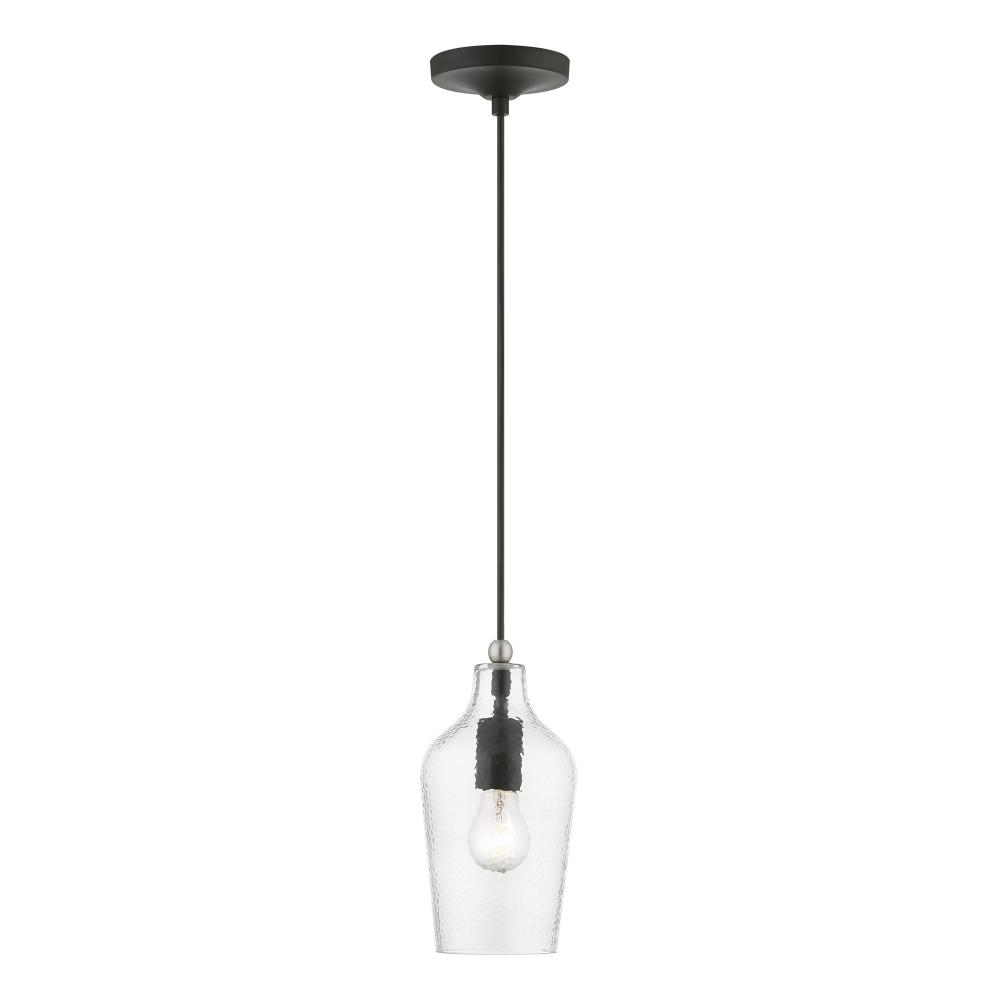 1 Light Black with Brushed Nickel Accent Mini Pendant