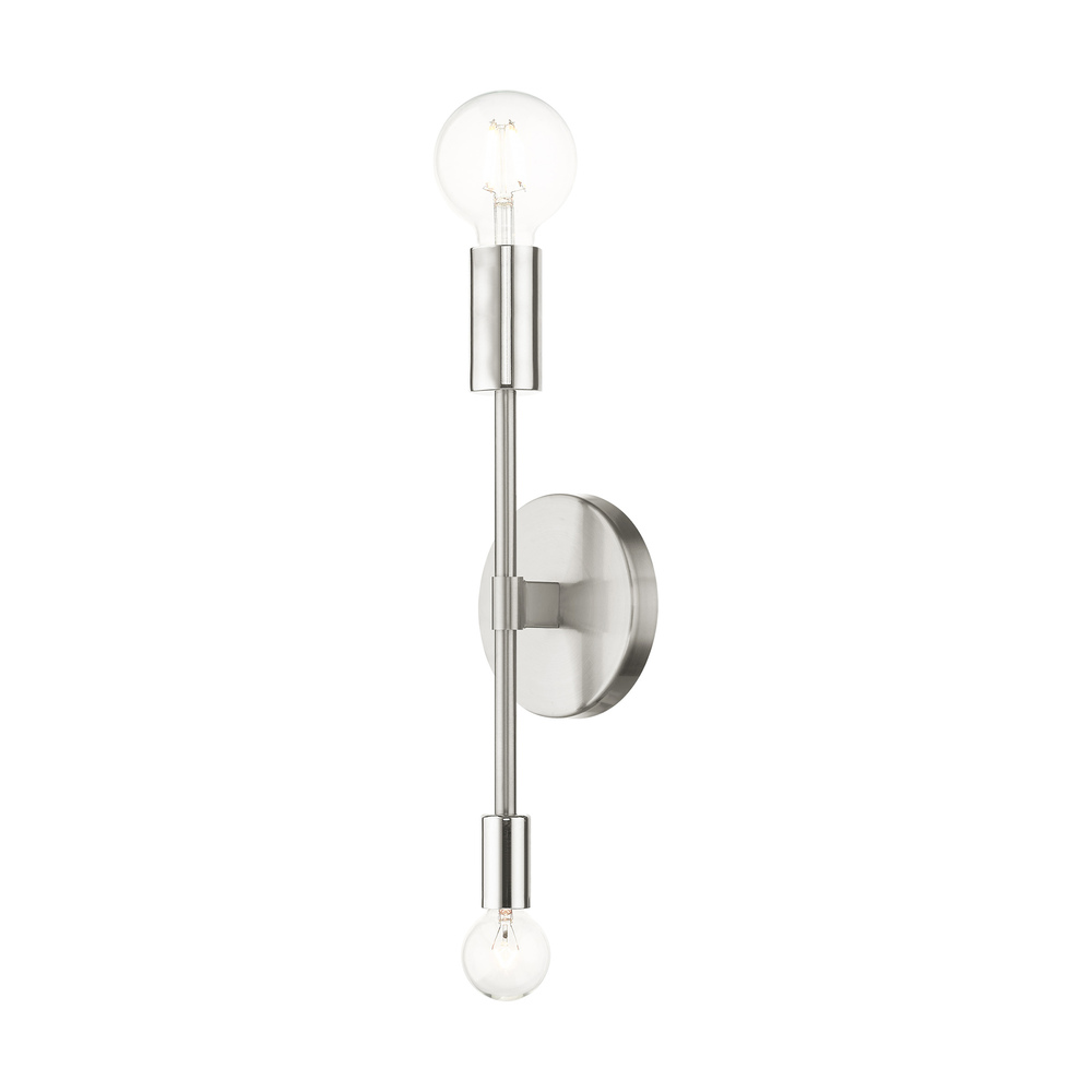 2 Lt Brushed Nickel Wall Sconce