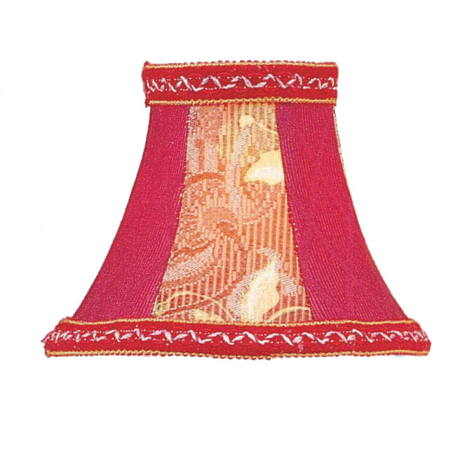 Red Floral Panel Bell Clip Shade with Fancy Trim