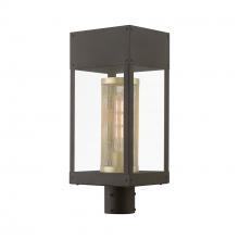 Livex Lighting 20763-07 - 1 Light Bronze with Soft Gold Candle Outdoor Post Top Lantern