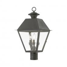 Livex Lighting 27219-61 - 3 Light Charcoal Outdoor Large Post Top Lantern
