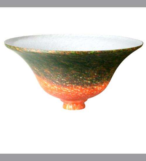 10.5"W RED/GREEN PATE-DE-VERRE BELL SHADE