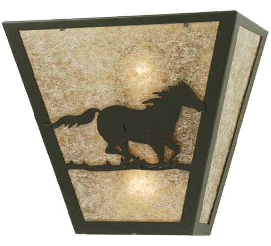 13" Wide Running Horses Wall Sconce