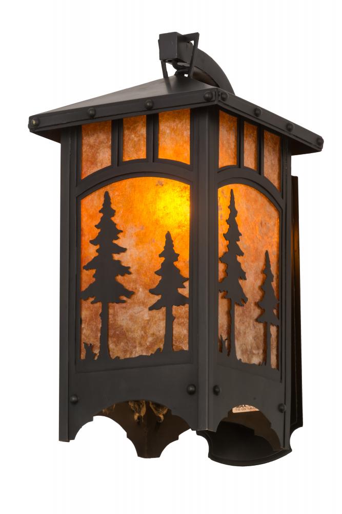 8"W Tall Pines Curved Arm Hanging Wall Sconce