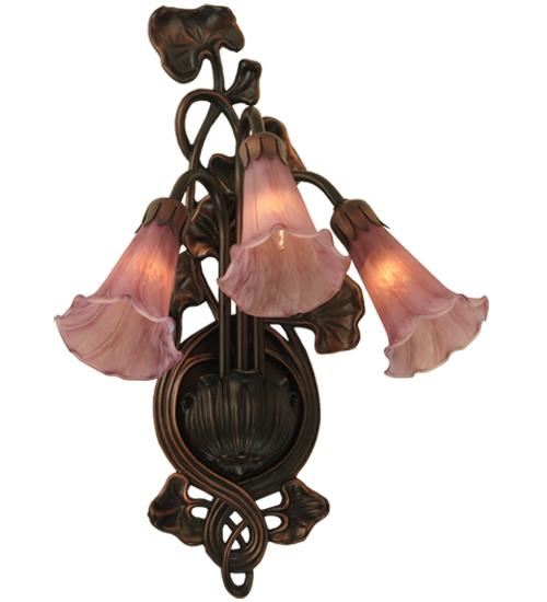 10.5"W Lavender Pond Lily 3 Lt Wall Sconce
