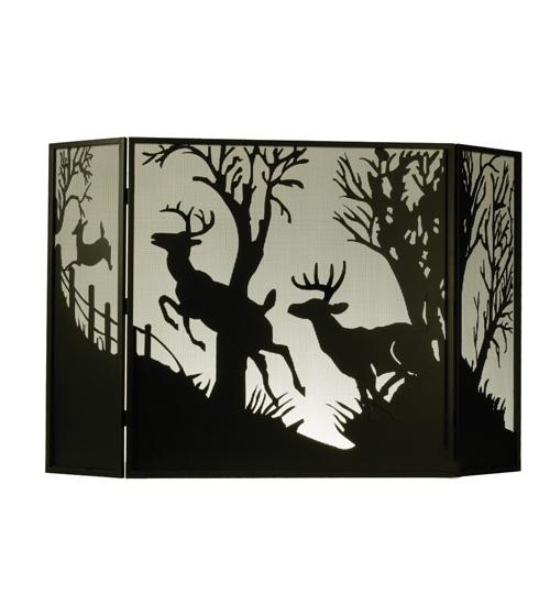 62"W X 40"H Deer on the Loose Fireplace Screen