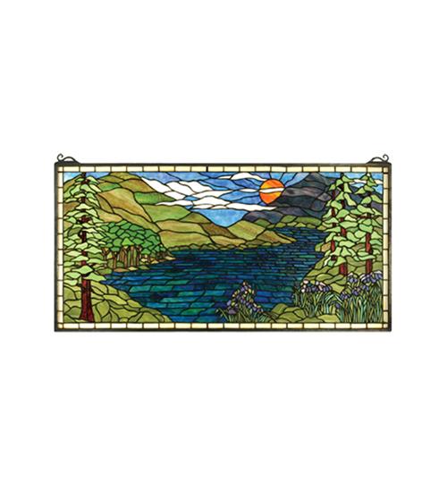 40"W X 20"H Sunset Meadow Stained Glass Window