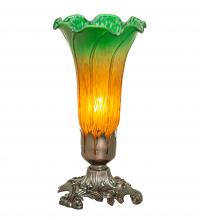 Meyda Green 10214 - 7.5" High Amber/Green Tiffany Pond Lily Victorian Accent Lamp