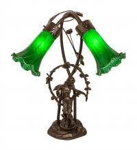 Meyda Green 109514 - 17" High Green Tiffany Pond Lily 2 Light Trellis Girl Accent Lamp