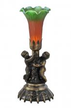 Meyda Green 11009 - 13" High Amber/Green Tiffany Pond Lily Twin Cherub Accent Lamp