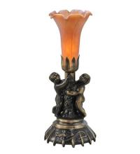 Meyda Green 11021 - 13" High Amber Tiffany Pond Lily Twin Cherub Accent Lamp