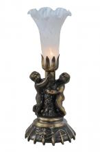 Meyda Green 11031 - 13" High White Tiffany Pond Lily Twin Cherub Accent Lamp