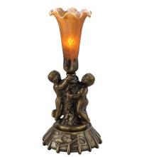 Meyda Green 11476 - 12" High Amber Pond Lily Twin Cherub Mini Lamp