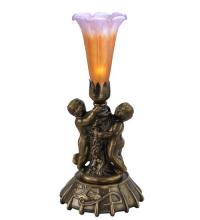 Meyda Green 11500 - 12" High Amber/Purple Pond Lily Twin Cherub Mini Lamp