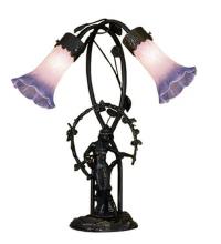 Meyda Green 11943 - 17" High Pink Pond Lily 2 Light Trellis Girl Accent Lamp