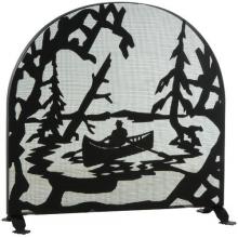 Meyda Green 124963 - 35" Wide X 34.5" High Canoe At Lake Arched Fireplace Screen