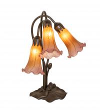 Meyda Green 129165 - 16" High Amber/Purple Tiffany Pond Lily 3 Light Accent Lamp