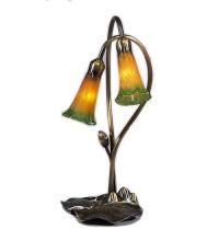 Meyda Green 12939 - 16" High Amber/Green Pond Lily 2 LT Accent Lamp