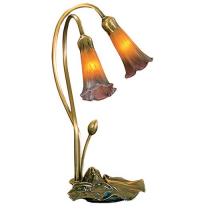 Meyda Green 13008 - 16" High Amber/Purple Pond Lily 2 LT Table Lamp