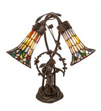 Meyda Green 133659 - 17" High Stained Glass Pond Lily 2 Light Trellis Girl Accent Lamp