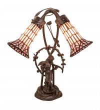 Meyda Green 134637 - 17" High Stained Glass Pond Lily 2 Light Trellis Girl Accent Lamp