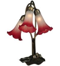 Meyda Green 13593 - 15.75" High Pink/White Tiffany Pond Lily 3 Light Accent Lamp
