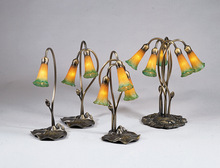 Meyda Green 13595 - 16" High Amber/Green Pond Lily 3 LT Accent Lamp