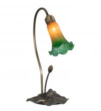 Meyda Green 13677 - 16" High Amber/Green Tiffany Pond Lily Accent Lamp