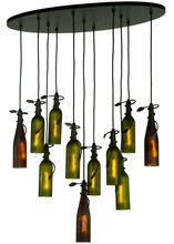 Meyda Green 137355 - 36"L Personalized Thirsty Owl 11 Wine Bottle Cascading Pendant
