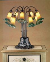 Meyda Green 14357 - 22"H Amber/Green Tiffany Pond Lily 10 LT Table Lamp