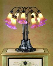 Meyda Green 14429 - 22"H Amber/Purple Pond Lily 10 LT Table Lamp