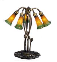 Meyda Green 14893 - 17" High Amber/Green Pond Lily 5 LT Accent Lamp