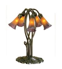 Meyda Green 14962 - 17" High Amber/Purple Pond Lily 5 LT Table Lamp