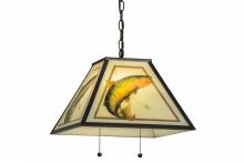 Meyda Green 155274 - 16" Square Reverse Painted Trout Pendant