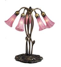 Meyda Green 15925 - 17" High Pink Pond Lily 5 Light Table Lamp