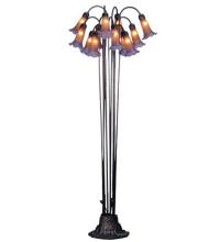 Meyda Green 15946 - 63" High Amber/Purple Tiffany Pond Lily 12 Light Floor Lamp