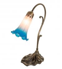 Meyda Green 17124 - 15" High Pink/Blue Tiffany Pond Lily Accent Lamp
