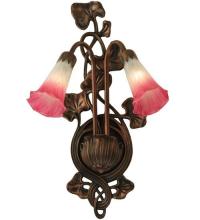 Meyda Green 17616 - 11"W Pink/White Pond Lily 2 LT Wall Sconce