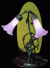 Meyda Green 17858 - 17" High Pink Tiffany Pond Lily 2 Light Trellis Girl Accent Lamp