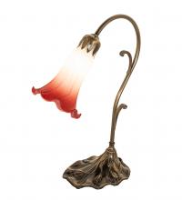 Meyda Green 182113 - 15" High Pink/White Tiffany Pond Lily Accent Lamp