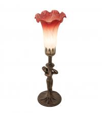 Meyda Green 20289 - 15" High Pink/White Tiffany Pond Lily Nouveau Lady Mini Lamp