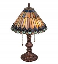 Meyda Green 217002 - 19" High Tiffany Jeweled Peacock Accent Lamp