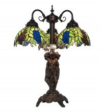 Meyda Green 245478 - 23" High Tiffany Honey Locust 3 Light Table Lamp